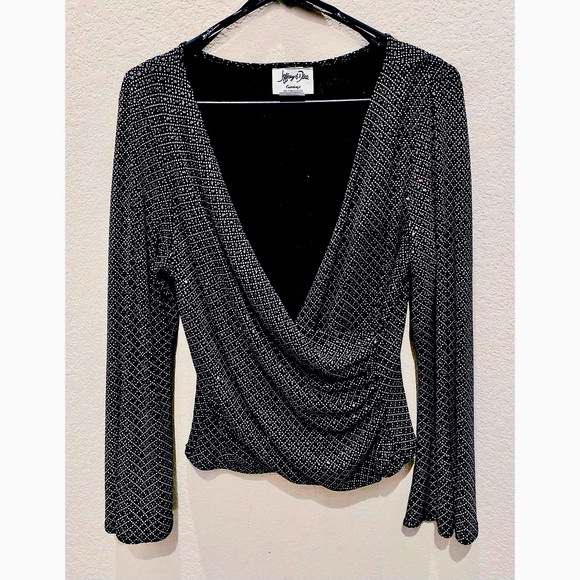 Vintage Jeffrey & Dara Evenings by Tom Barra Colorful Glitter Sequin Rouched Top - Picture 2 of 11